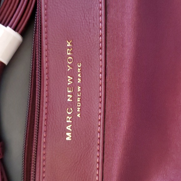 ANDREW MARC NEW YORK PURSE TOTE Bag Set BURGUNDY GOLD BRAIDED CHAIN Faux Leather - Picture 4 of 16